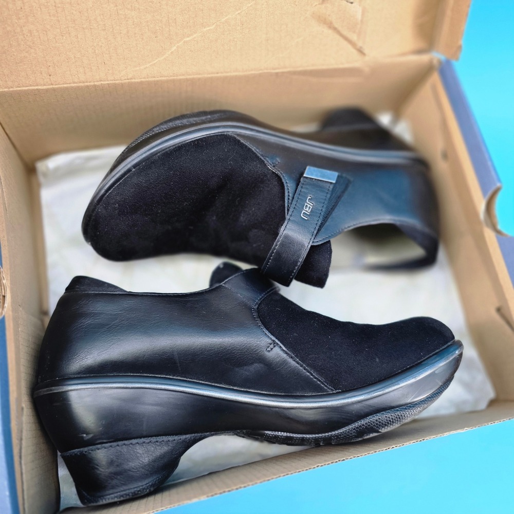 JBU by Jambu Sedona Black‎ Vegan Leather Textile Wedge Loafers JB17SDN01 8M